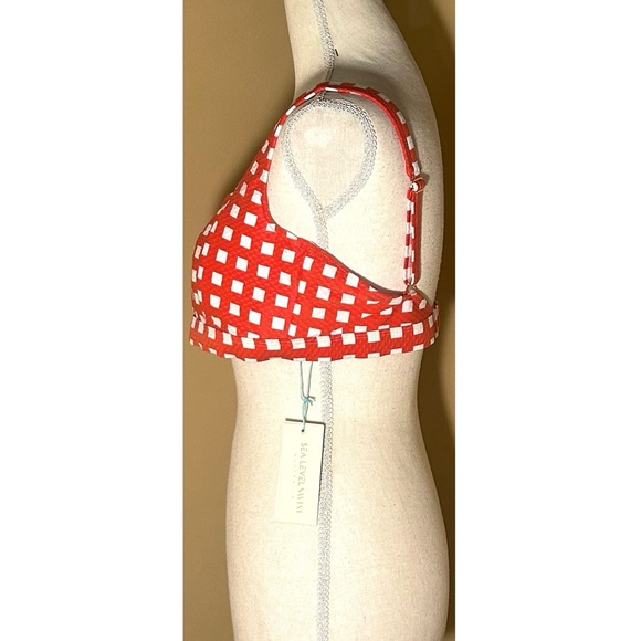 NEW Size 12 Sea Level Swim Le Damier Red Orange Gingham Underwire Swim Top - Picture 3 of 13
